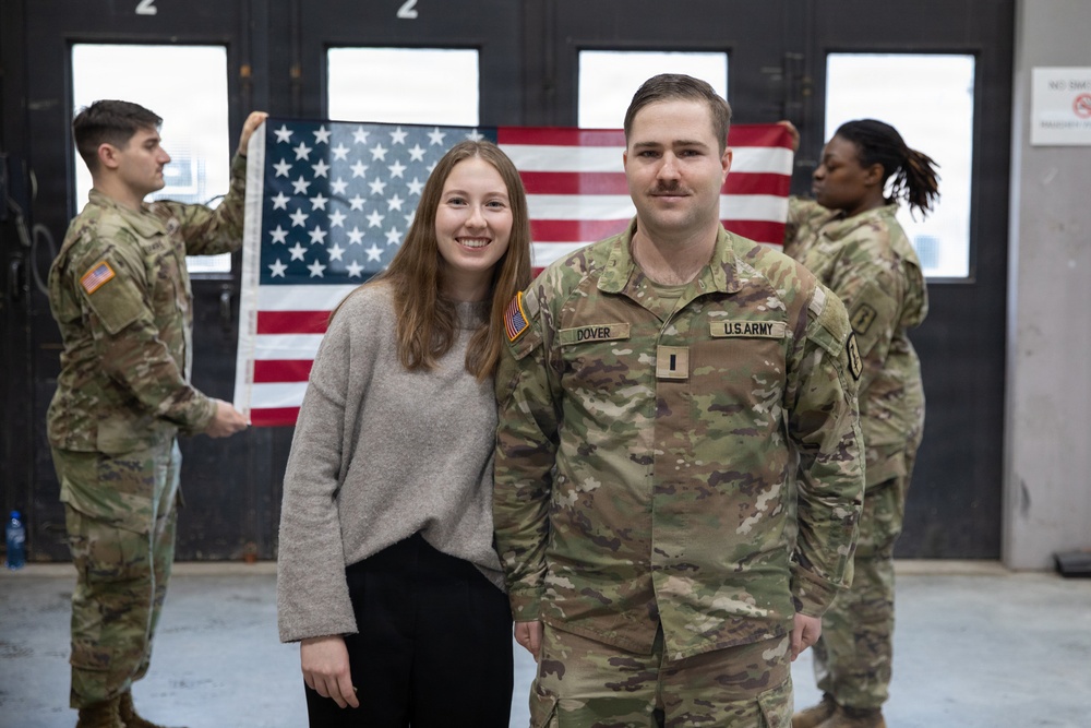 Newly Promoted Captain Administers Oath to Fellow Officer at 30th Medical Brigade Ceremony
