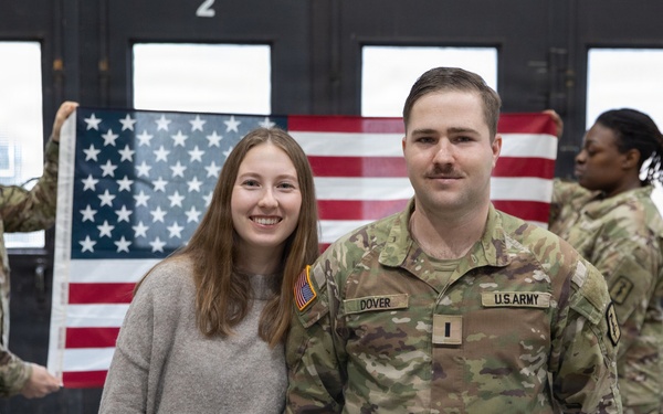 Newly Promoted Captain Administers Oath to Fellow Officer at 30th Medical Brigade Ceremony
