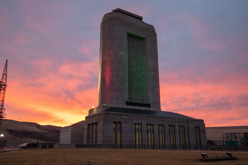 Fort Peck Dam at sunrise