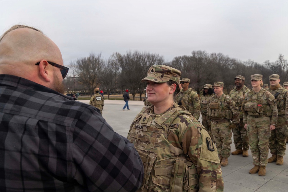 Sgt. 1st Class Lisa Nunley promotion ceremony at the Lincoln Memorial