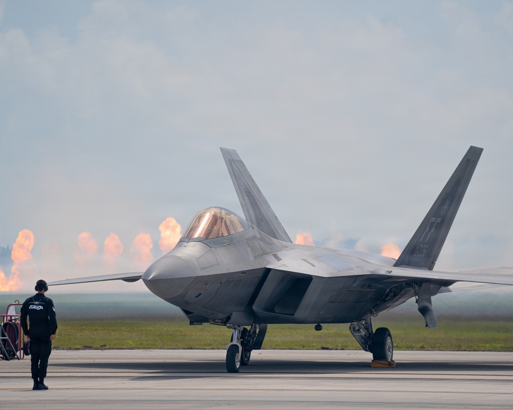 F-22 Raptor Aerial Demonstration Team performs at the Homestead ARB Air Show 2023