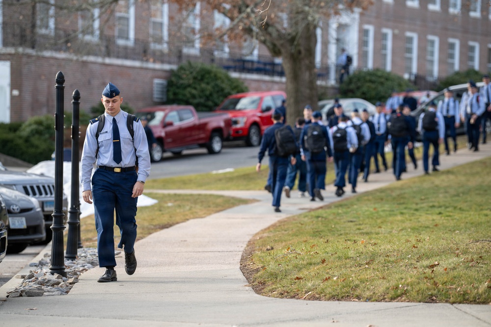U.S. Coast Guard Academy cadets first day of spring semester