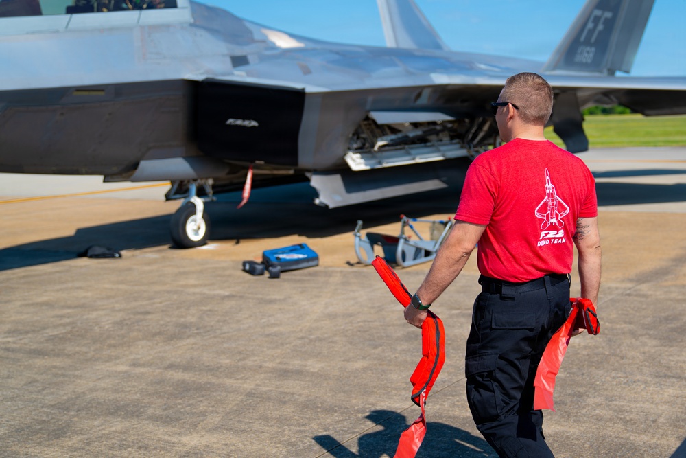 F-22 Raptor Aerial Demonstration Team performs at the Airpower Over Hampton Roads 2023