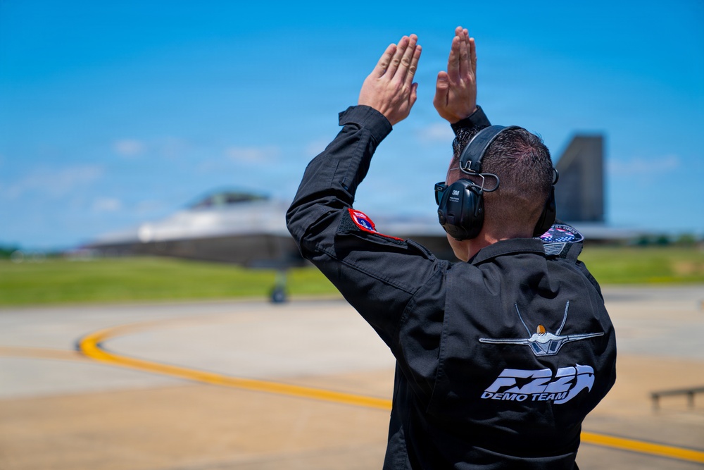 F-22 Raptor Aerial Demonstration Team performs at the Airpower Over Hampton Roads 2023