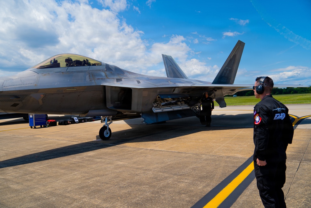 F-22 Raptor Aerial Demonstration Team performs at the Airpower Over Hampton Roads 2023