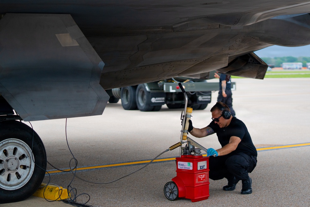 F-22 Raptor Aerial Demonstration Team performs at the Scott Air Show 2023