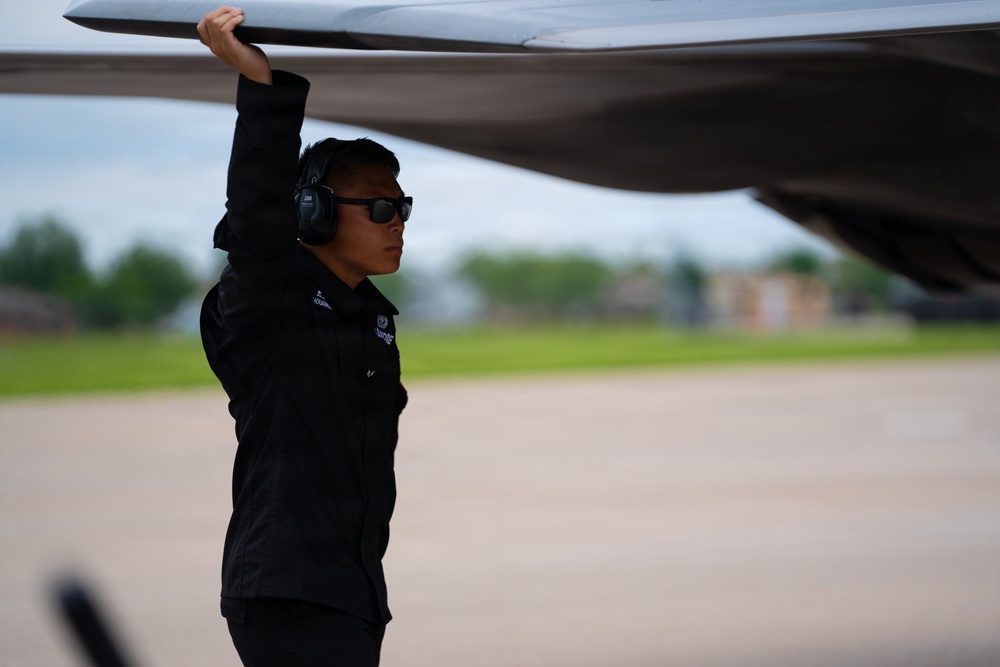 F-22 Raptor Aerial Demonstration Team performs at the Scott Air Show 2023