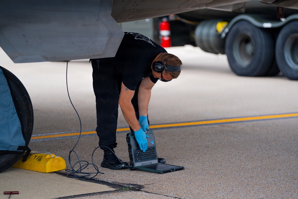 F-22 Raptor Aerial Demonstration Team performs at the Scott Air Show 2023