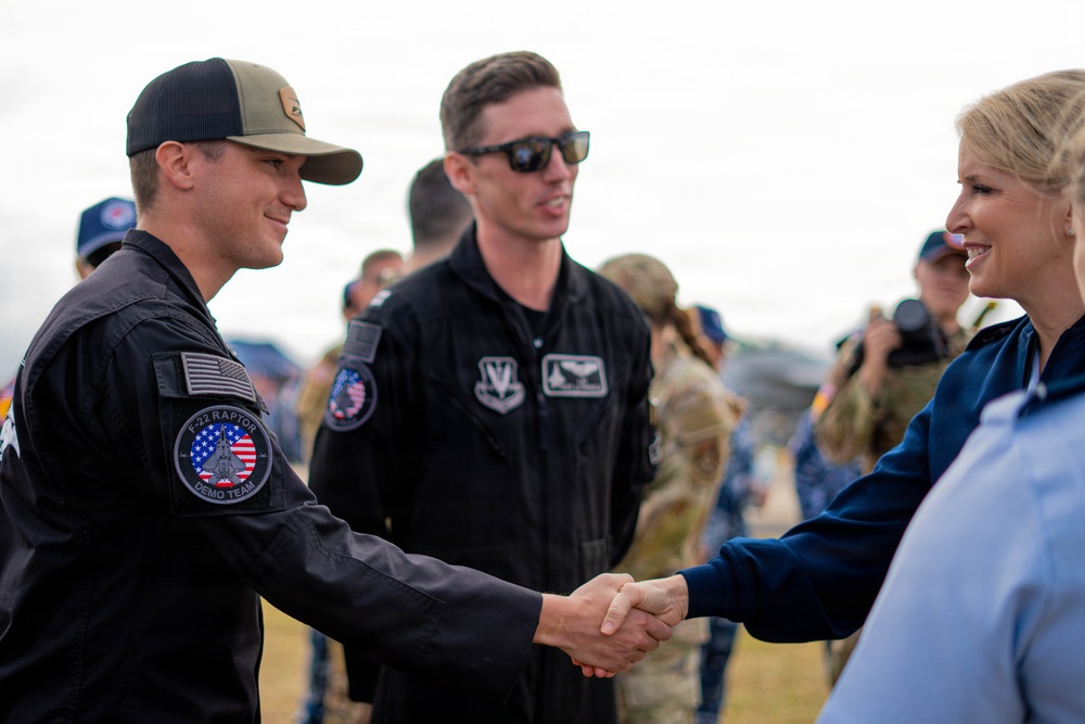 F-22 Raptor Aerial Demonstration Team performs at the Avalon Australia International Air Show