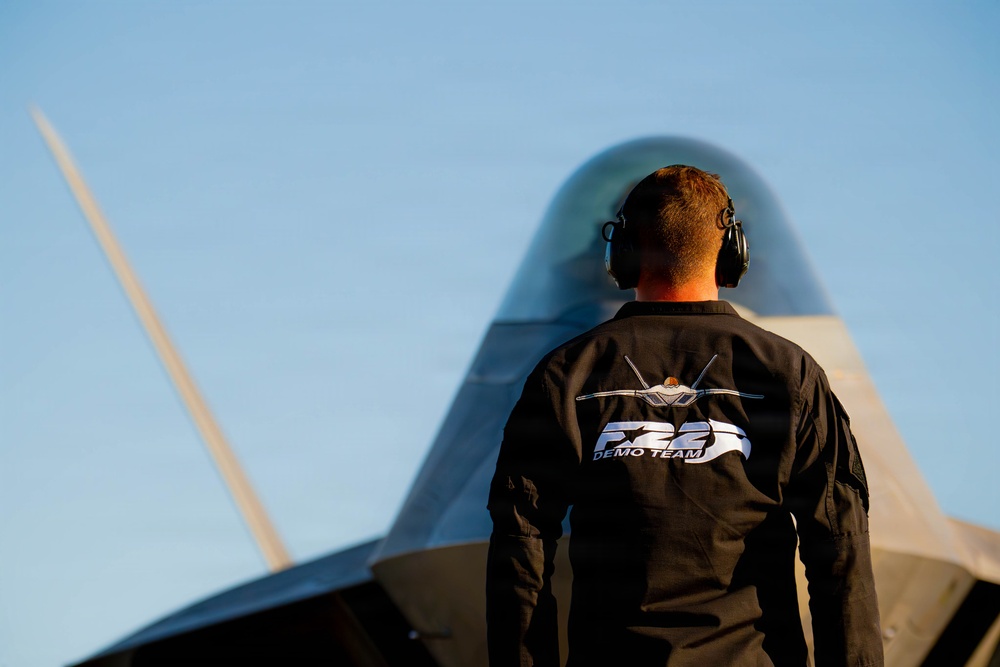 F-22 Raptor Aerial Demonstration Team performs at the Avalon Australia International Air Show 2025