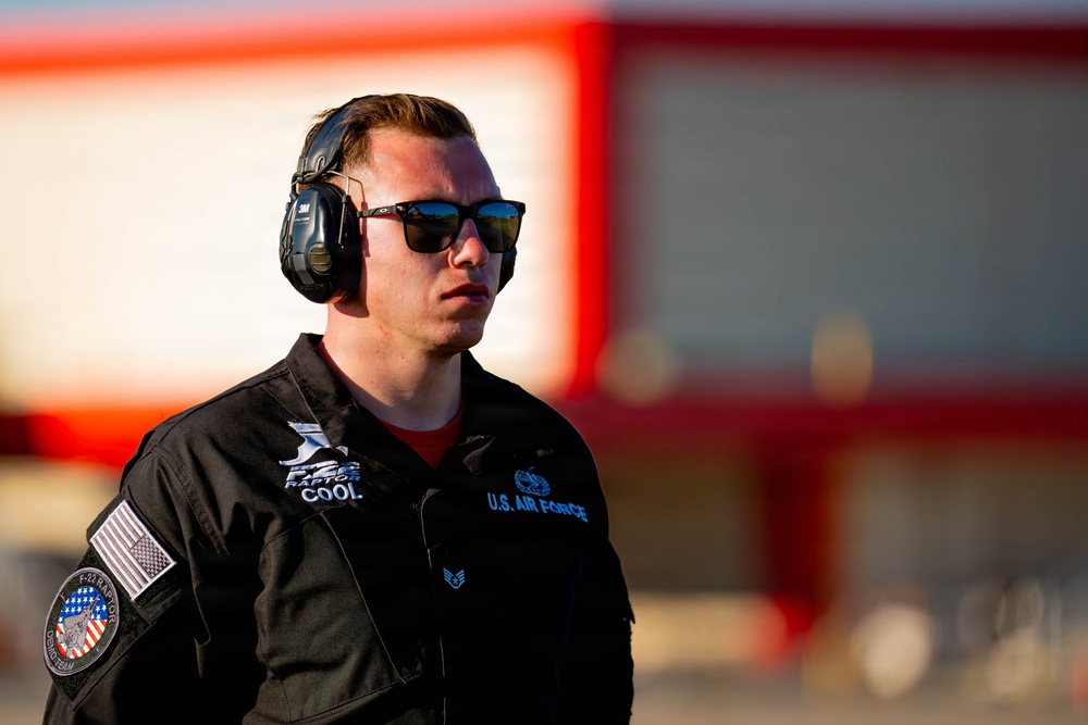 F-22 Raptor Aerial Demonstration Team performs at the Avalon Australia International Air Show 2025