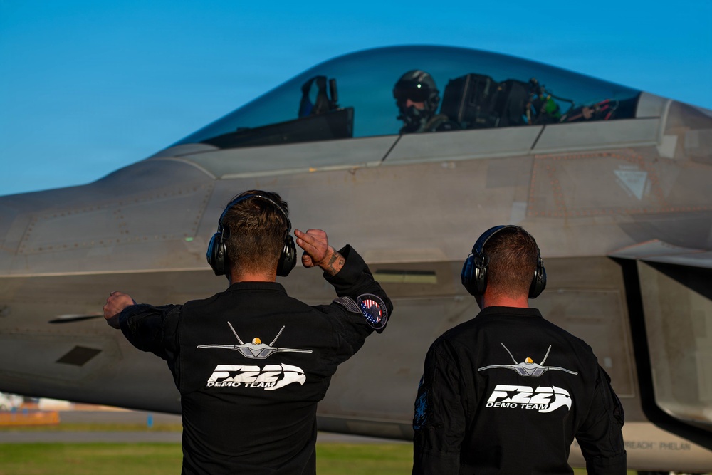 F-22 Raptor Aerial Demonstration Team performs at the Avalon Australia International Air Show 2025