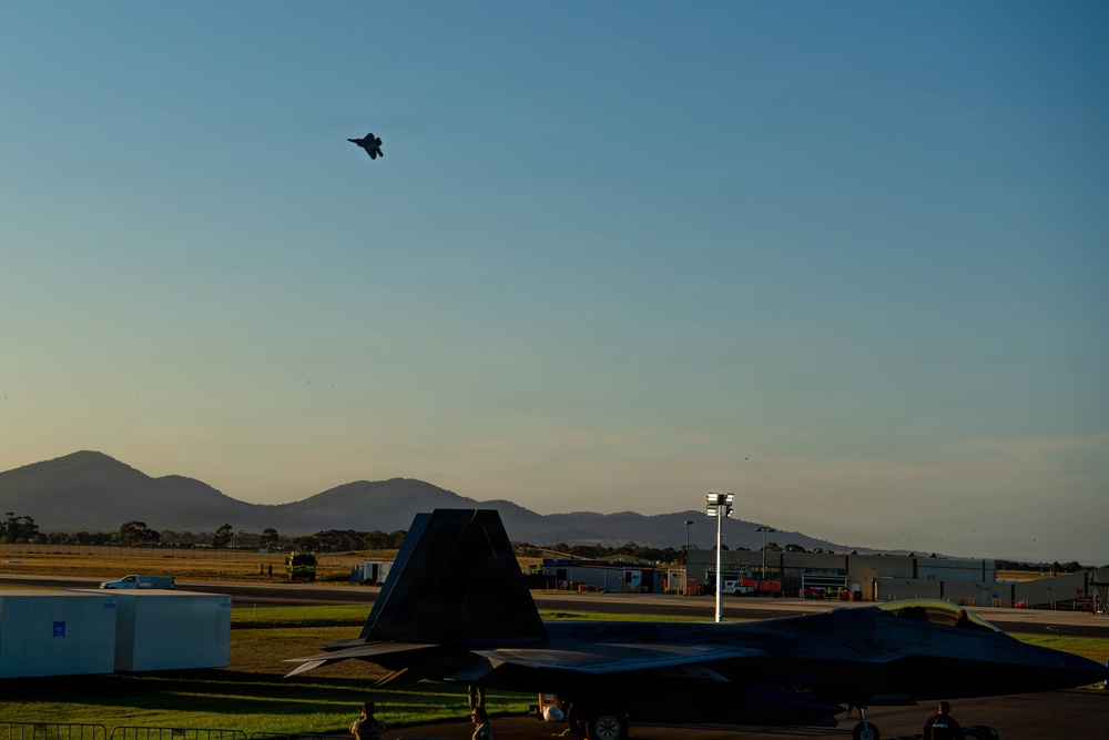 F-22 Raptor Aerial Demonstration Team performs at the Avalon Australia International Air Show 2025