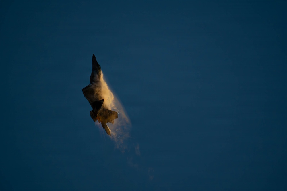 F-22 Raptor Aerial Demonstration Team performs at the Avalon Australia International Air Show 2025