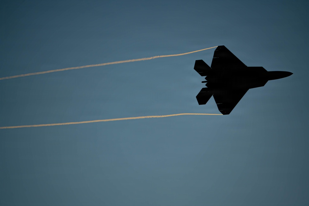 F-22 Raptor Aerial Demonstration Team performs at the Avalon Australia International Air Show 2025