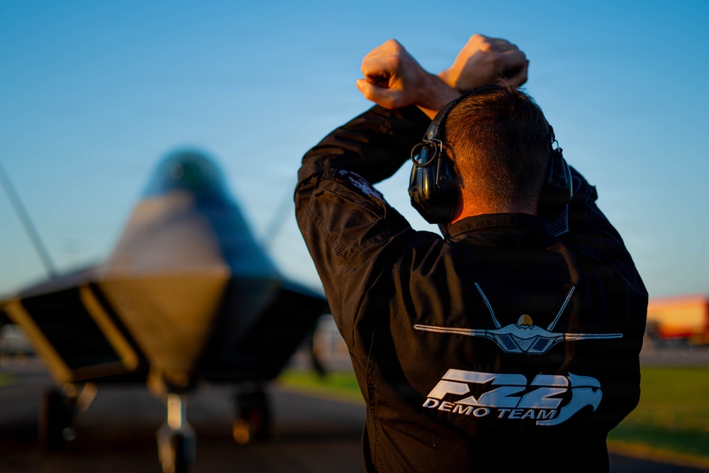 F-22 Raptor Aerial Demonstration Team performs at the Avalon Australia International Air Show 2025