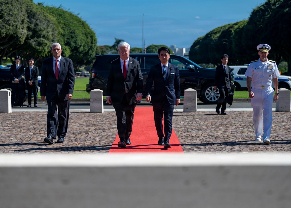 Japan Minister of Defence and Commander, U.S. Pacific Fleet visit Punchbowl Cemetery