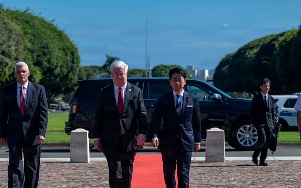 Japan Minister of Defence and Commander, U.S. Pacific Fleet visit Punchbowl Cemetery