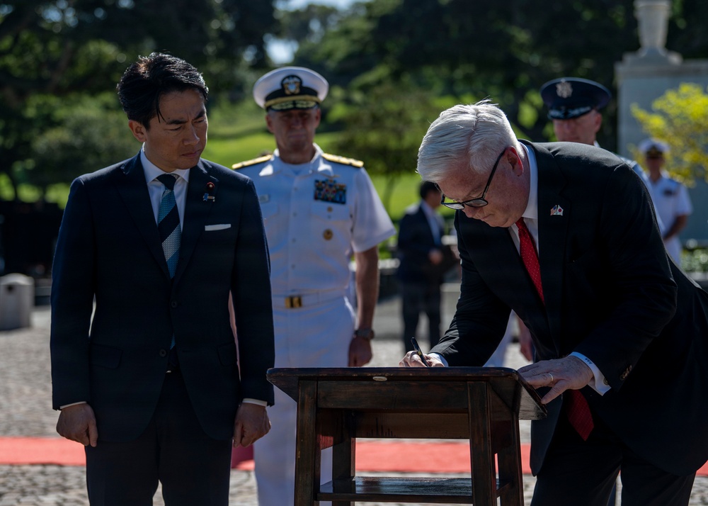 Japan Minister of Defence and Commander, U.S. Pacific Fleet visit Punchbowl Cemetery