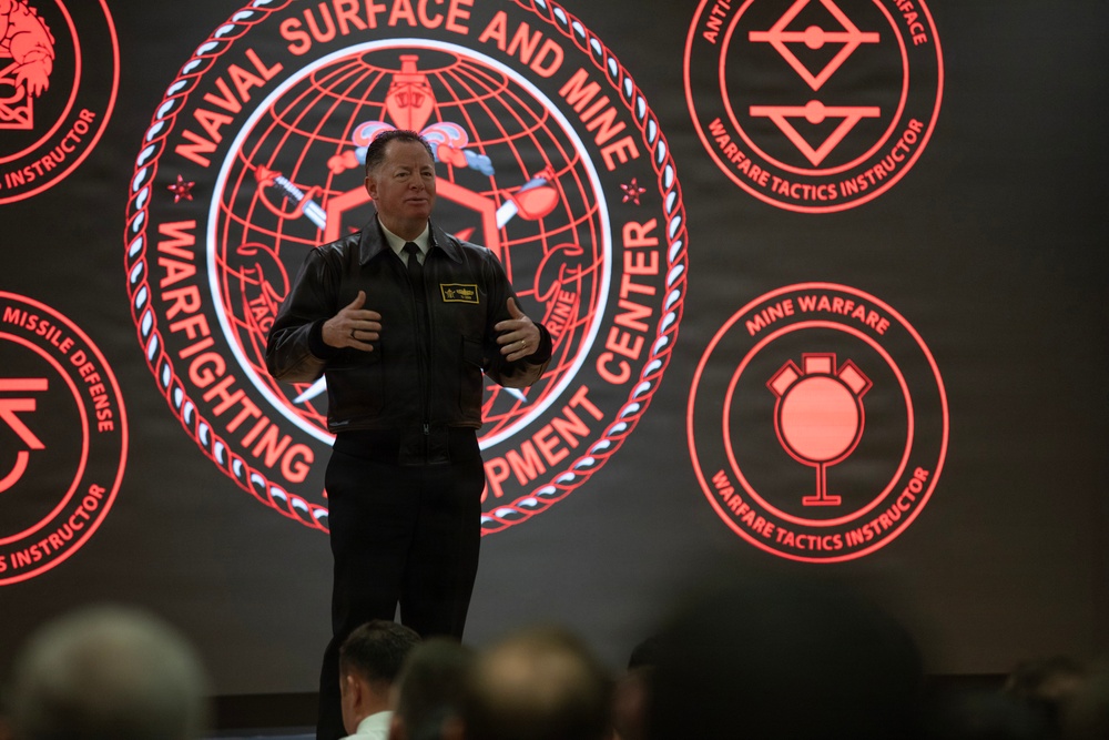 Rear Adm. T. J. Zerr speaks during WTI Re-Blue 2026