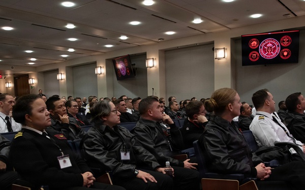 Rear Adm. T. J. Zerr speaks during WTI Re-Blue 2026