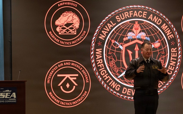 Rear Adm. T. J. Zerr speaks during WTI Re-Blue 2026