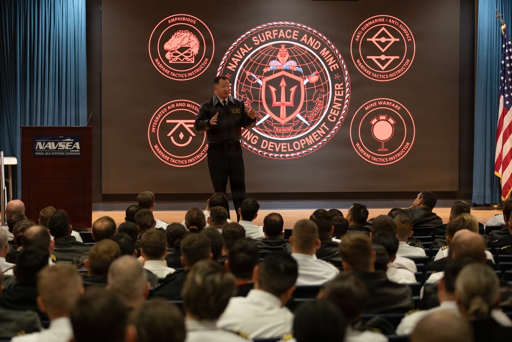 Rear Adm. T. J. Zerr speaks during WTI Re-Blue 2026