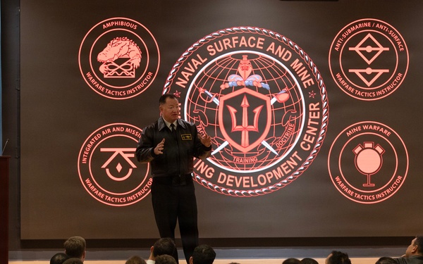 Rear Adm. T. J. Zerr speaks during WTI Re-Blue 2026