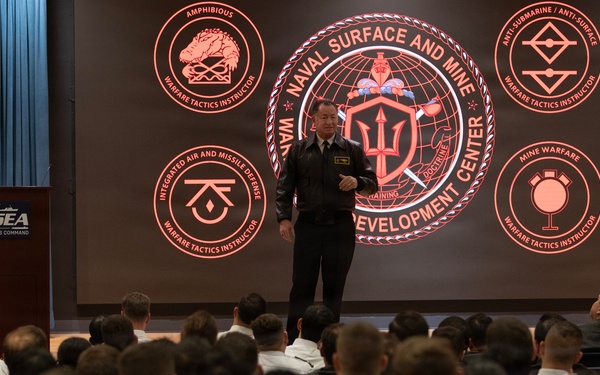 Rear Adm. T. J. Zerr speaks during WTI Re-Blue 2026