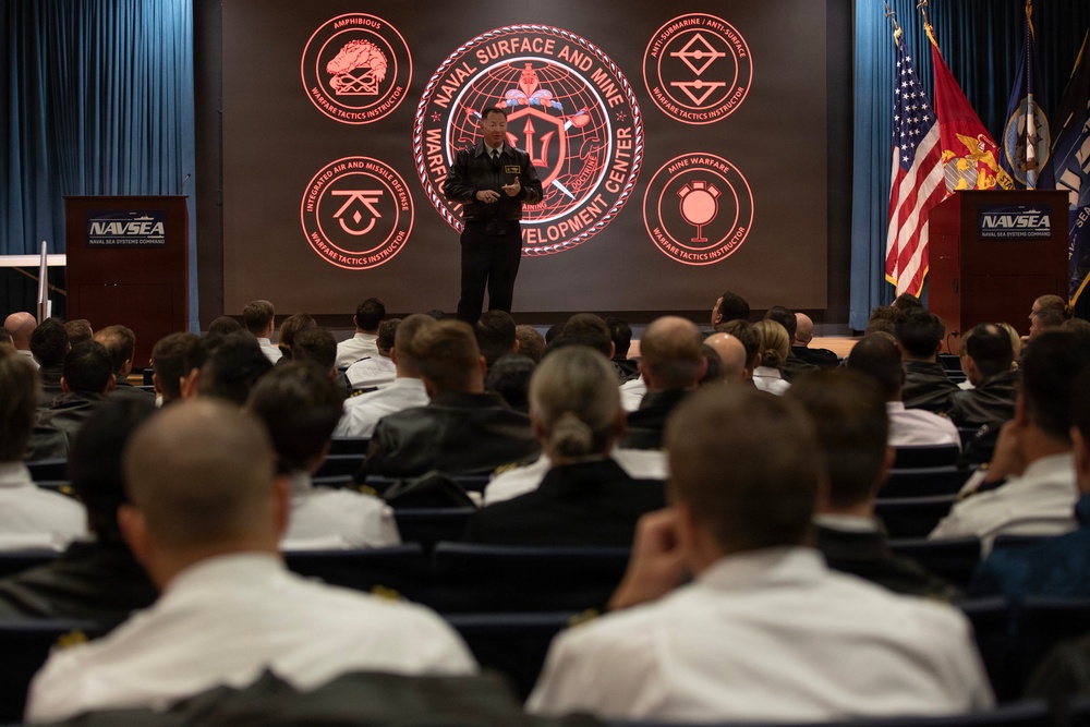 Rear Adm. T. J. Zerr speaks during WTI Re-Blue 2026