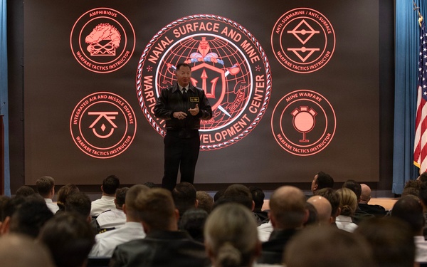 Rear Adm. T. J. Zerr speaks during WTI Re-Blue 2026