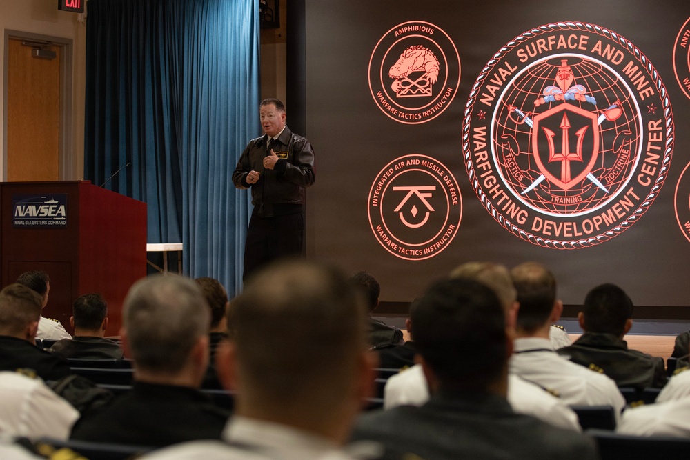 Rear Adm. T. J. Zerr speaks during WTI Re-Blue 2026