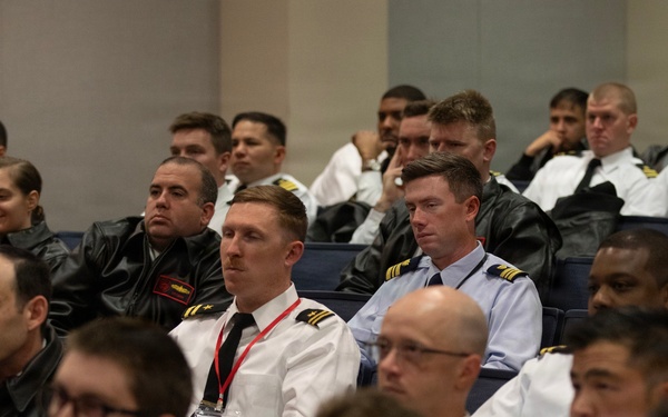 Rear Adm. T. J. Zerr speaks during WTI Re-Blue 2026