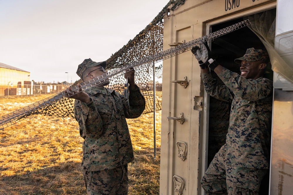 U.S. Marine Corps reservists with MWSS 472 undergo a food inspection for the Major General William Pendleton Thompson Hill Food Service Award