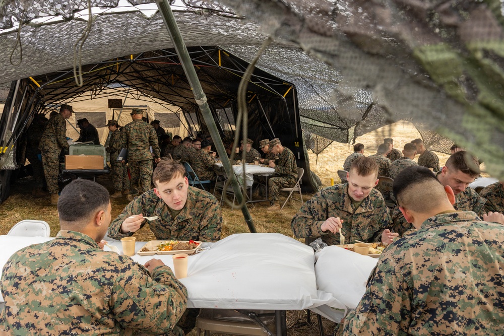 U.S. Marine Corps reservists with MWSS 472 undergo a food inspection for the Major General William Pendleton Thompson Hill Food Service Award