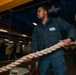 USS Theodore Roosevelt Sailors Heave Mooring Lines
