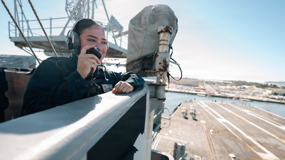USS Theodore Roosevelt Sailor Stands Watch