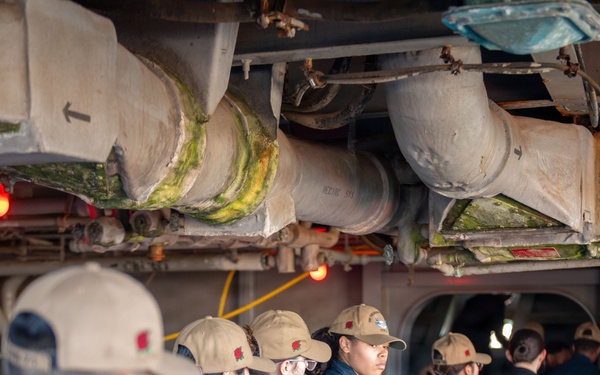 USS Theodore Roosevelt Sailors Heave Mooring Lines