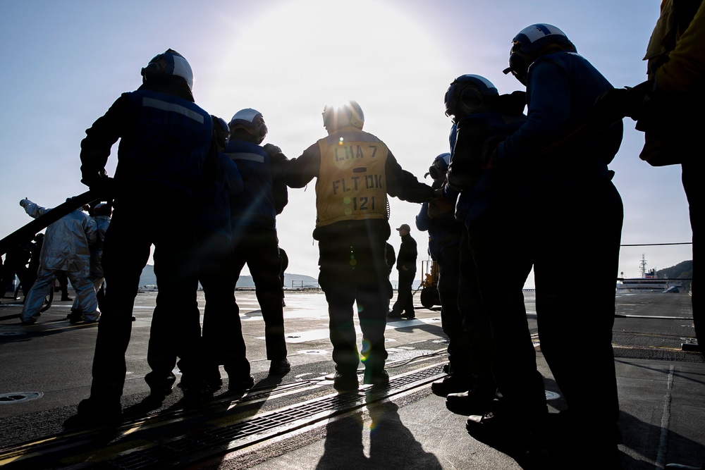 USS Tripoli Conducts Aviation Training Team Drill
