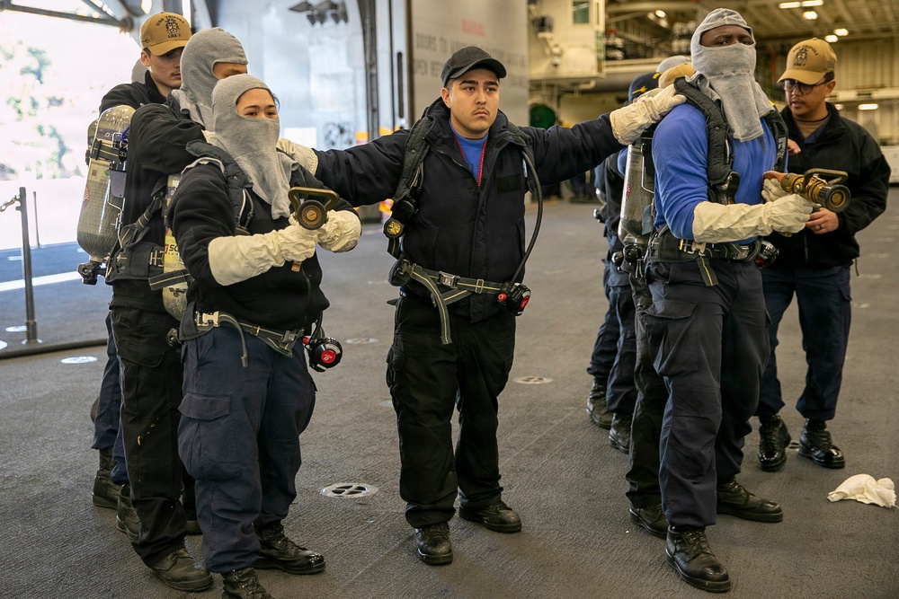 USS Tripoli Conducts Aviation Training Team Drill