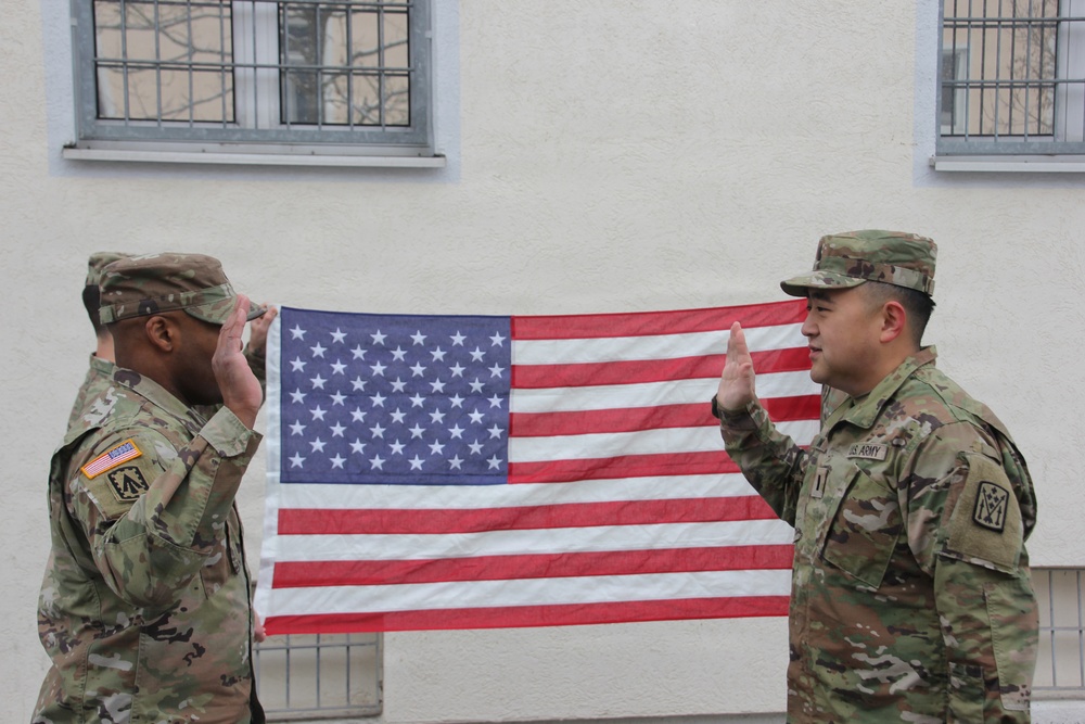 Promotion ceremony for 1st Lt. Haofeng Ding