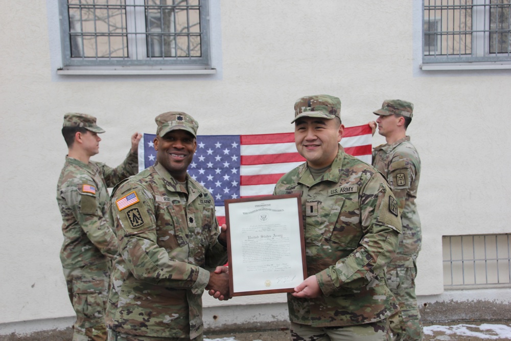 Promotion ceremony for 1st Lt. Haofeng Ding