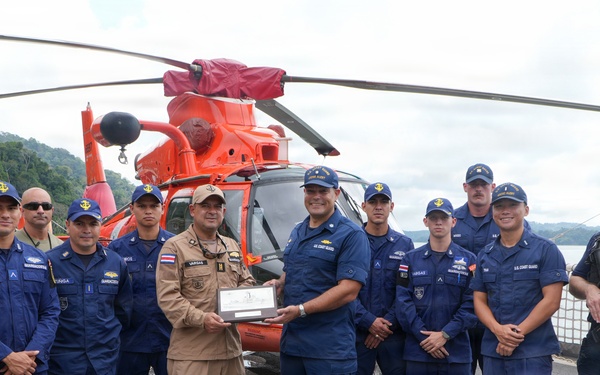 U.S. Coast Guard Cutter Alert hosts Costa Rican Coast Guard members during cutter tour in Golfito, Costa Rica
