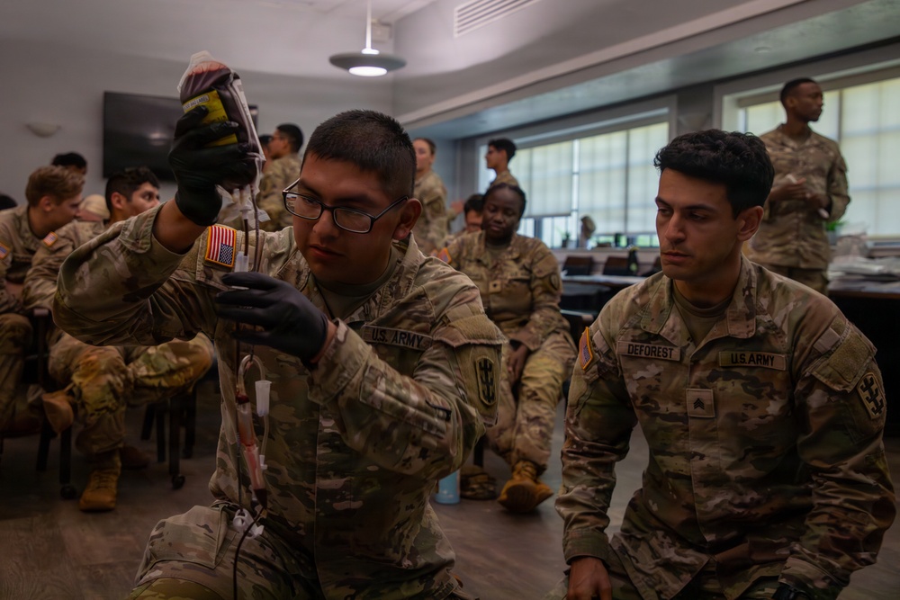 U.S. Soldiers Conduct Blood Transfusion Training