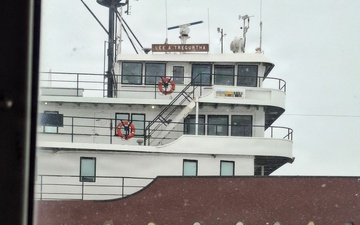 Coast Guard Cutter Neah Bay (WTGB 105) assists motor vessel Lee A. Tregurtha through St. Marys River, Michigan