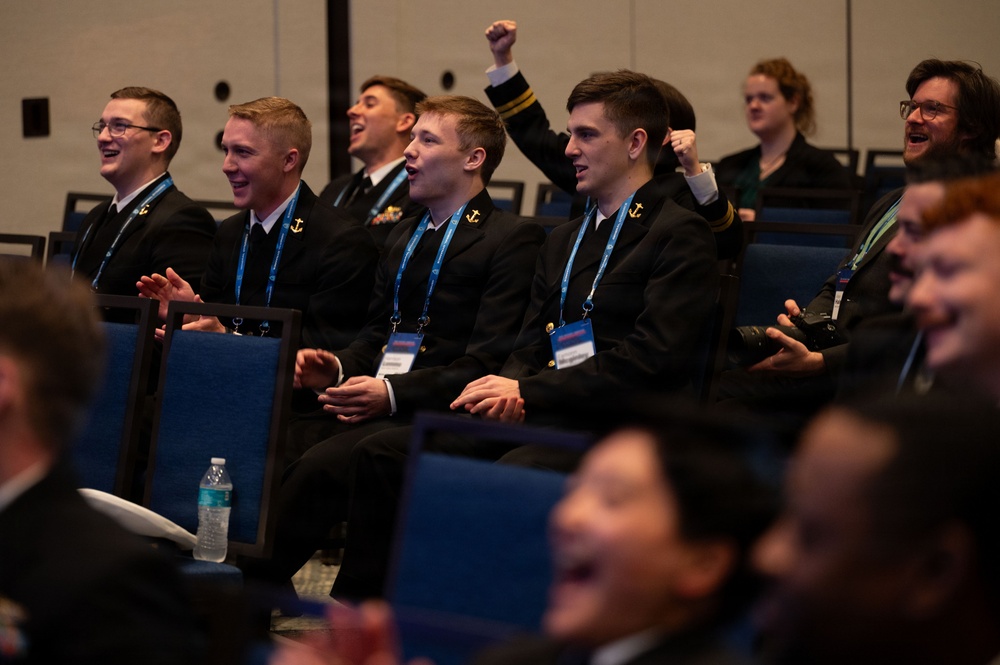 Junior Officers Play a Navy Trivia Game at SNA 2026