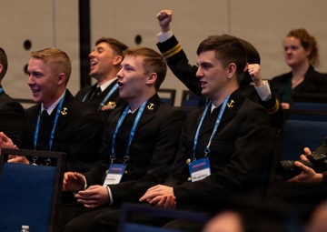 Junior Officers Play a Navy Trivia Game at SNA 2026