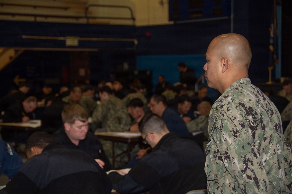 Ronald Reagan Sailors Take Navy-Wide Advancement Exam