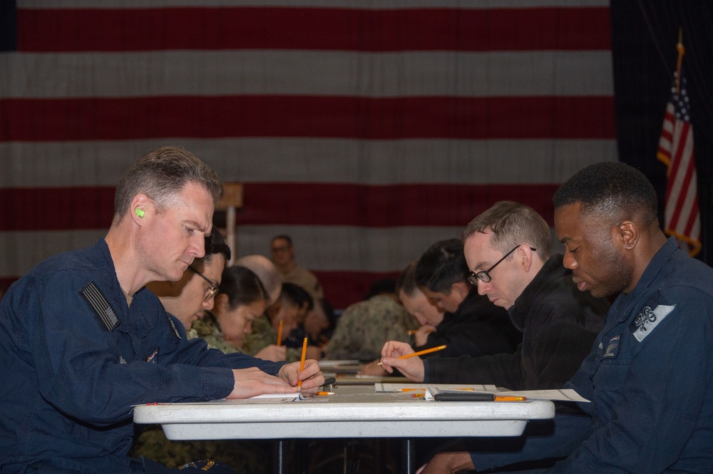 Ronald Reagan Sailors Take Navy-Wide Advancement Exam