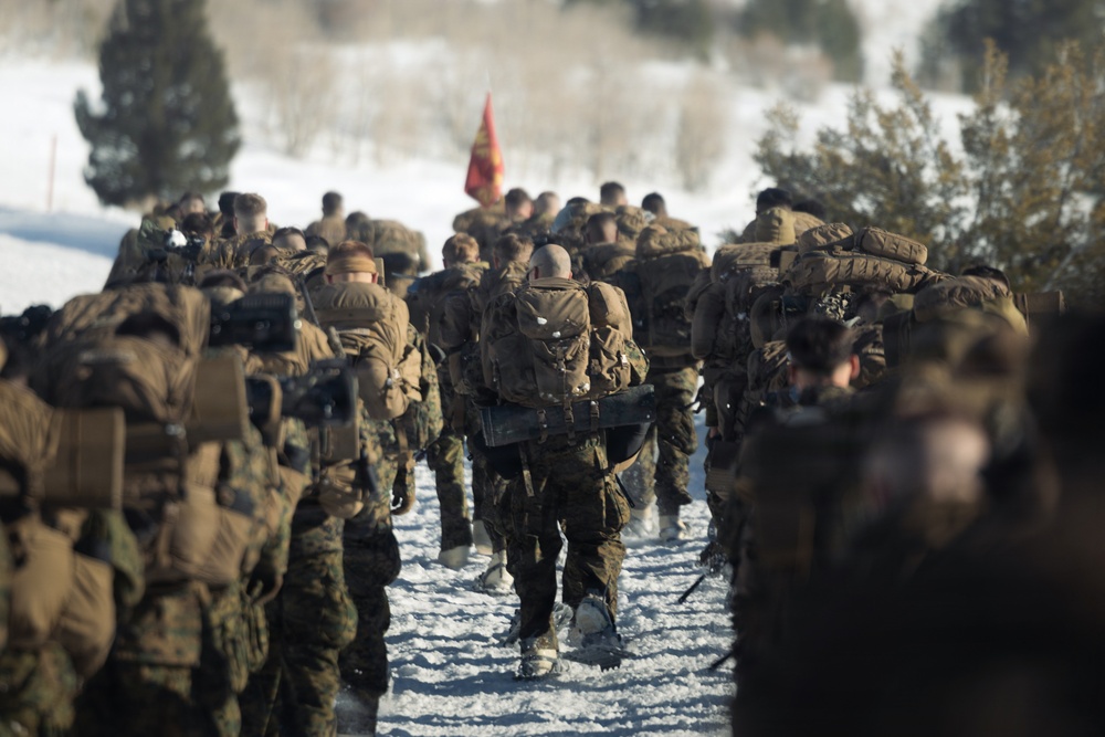 2nd Bn., 4th Marines hike during MTX 1-26